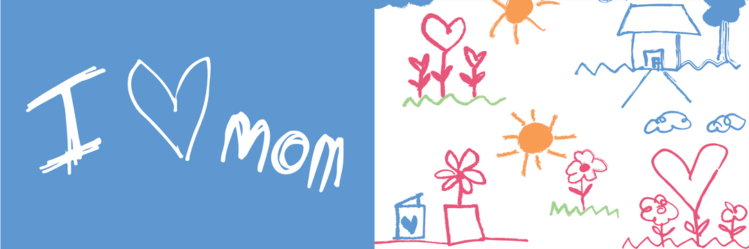 Vector I Love Mom Design with Childlike Elements on Transparent Background