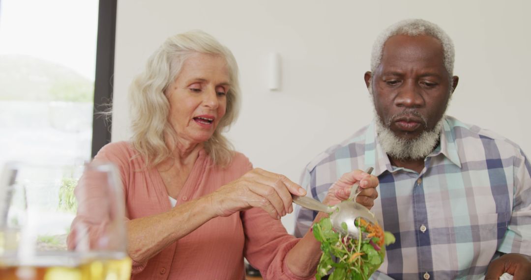 Senior Friends Enjoying Lunch Together at Home
