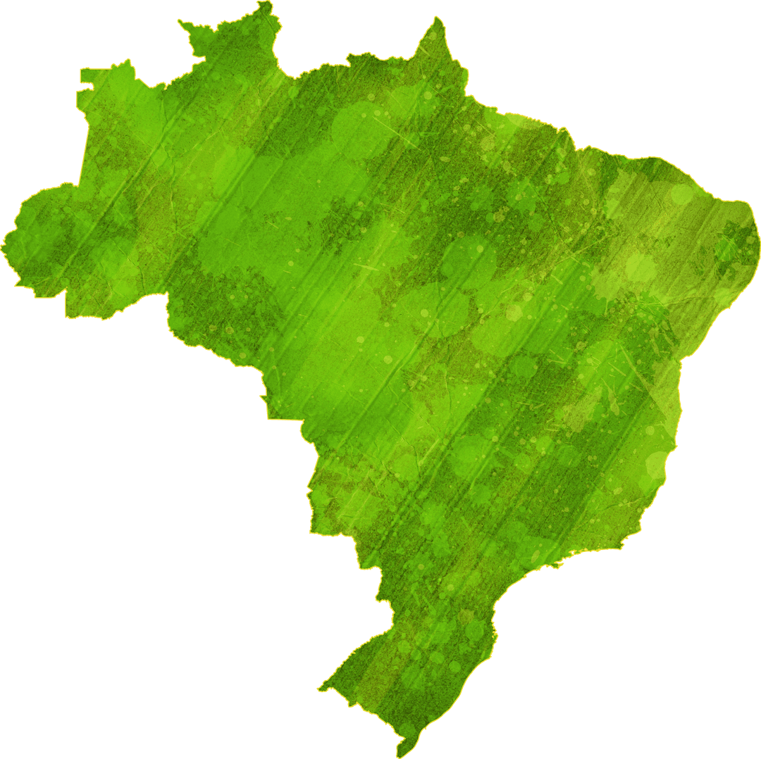 Abstract Green Map of Brazil on Transparent Background