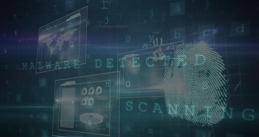 Cybersecurity Concept with Fingerprint and Data Interface