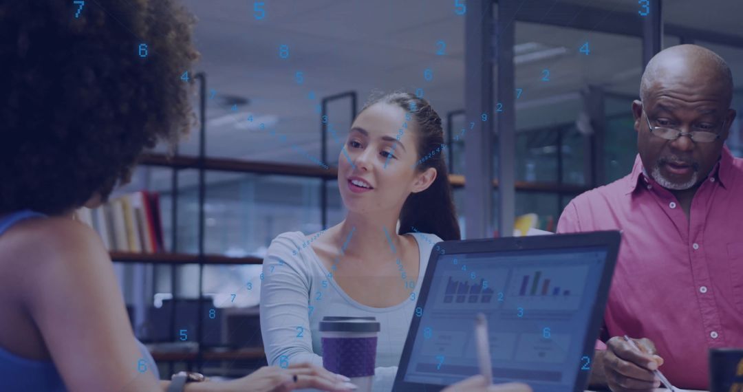 Team Discussing Data Charts and Work Plans in Modern Office