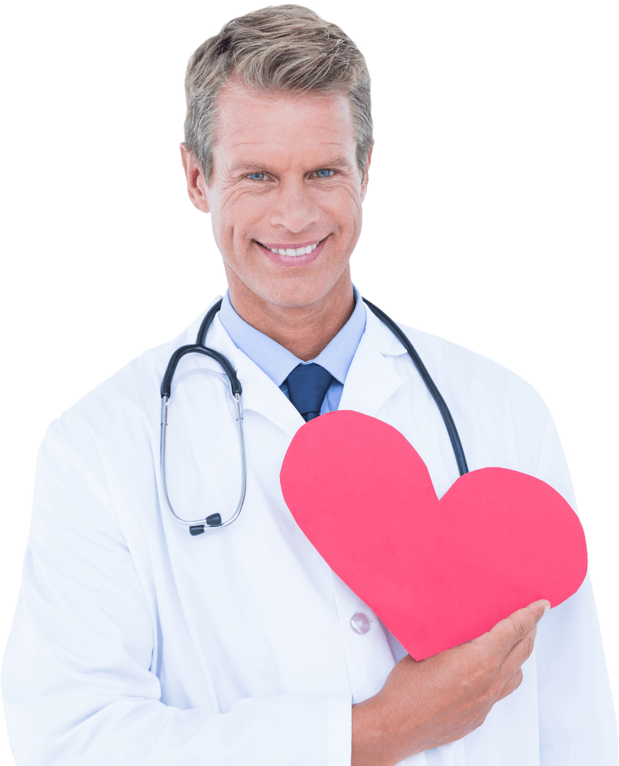 Portrait of Smiling Doctor Holding Transparent Heart Shape