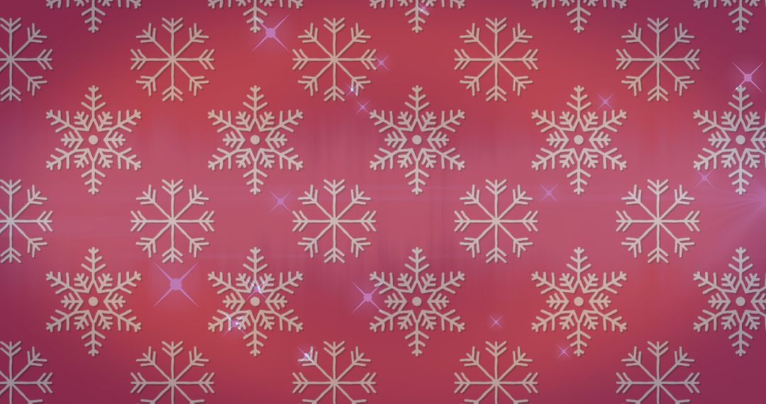 Festive Snowflake Pattern on Red Background with Stars