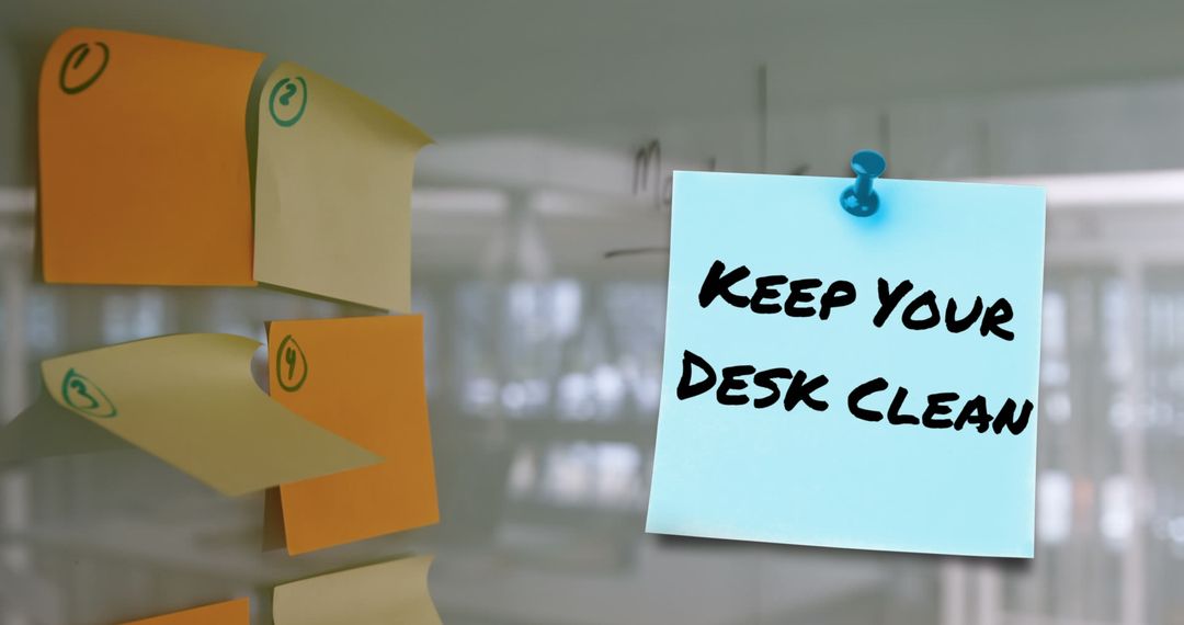 Desk Cleanliness Reminder in Modern Office Environment