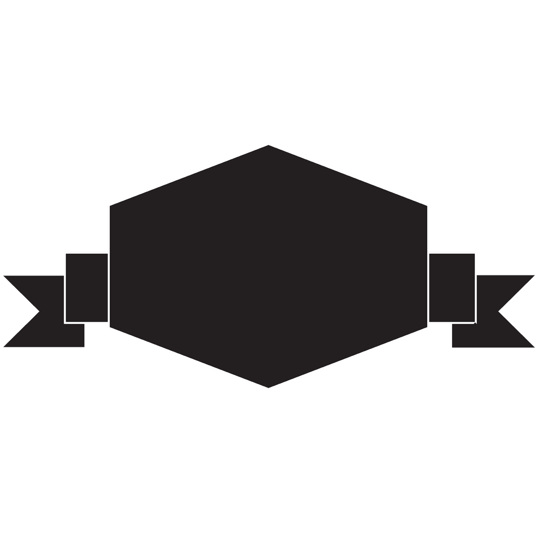 Black Badge with Crossed Ribbons on Transparent Background