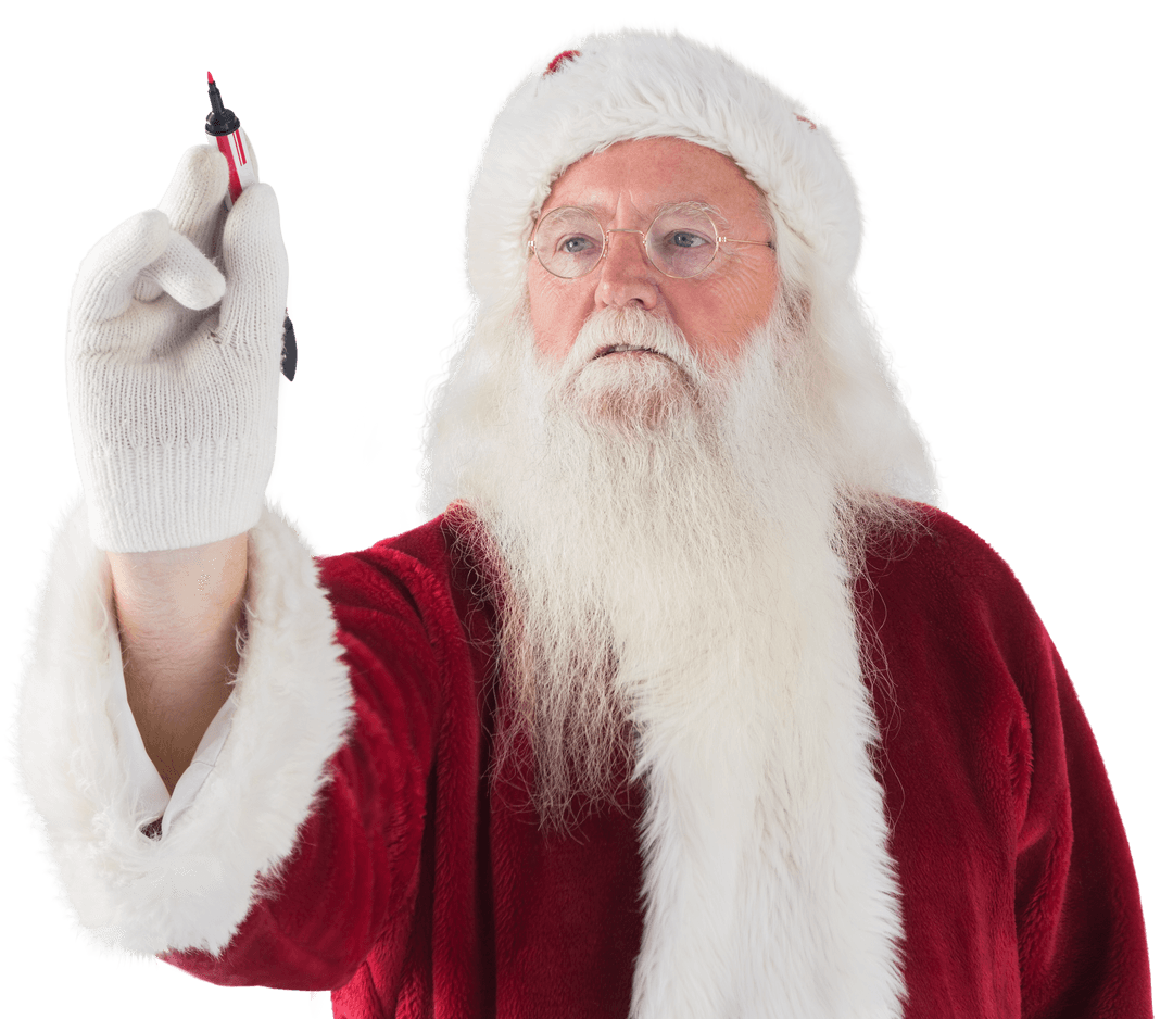 Santa Claus Writing with Pen Against White Background Transparent