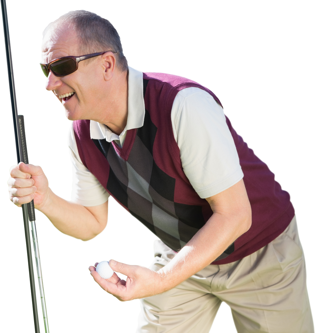 Happy Caucasian Male Golf Player with Sunglasses on Transparent Background - Download Free Stock Images Pikwizard.com