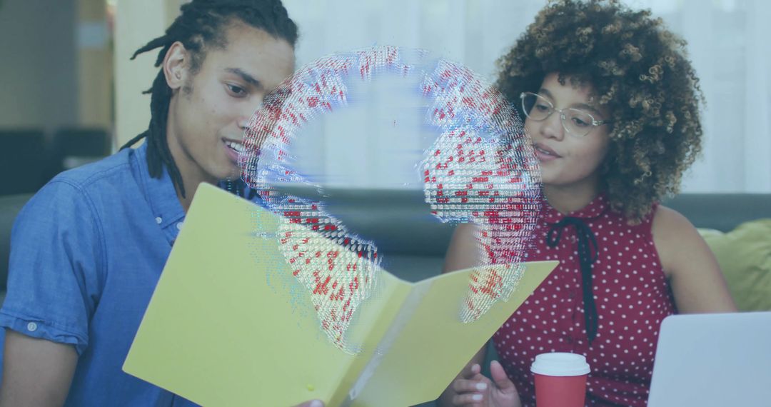 Diverse Coworkers Collaborating with Digital World Concept