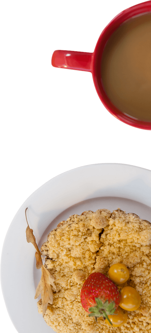 Transparent Close-Up Coffee Mug with Crumbly Tart