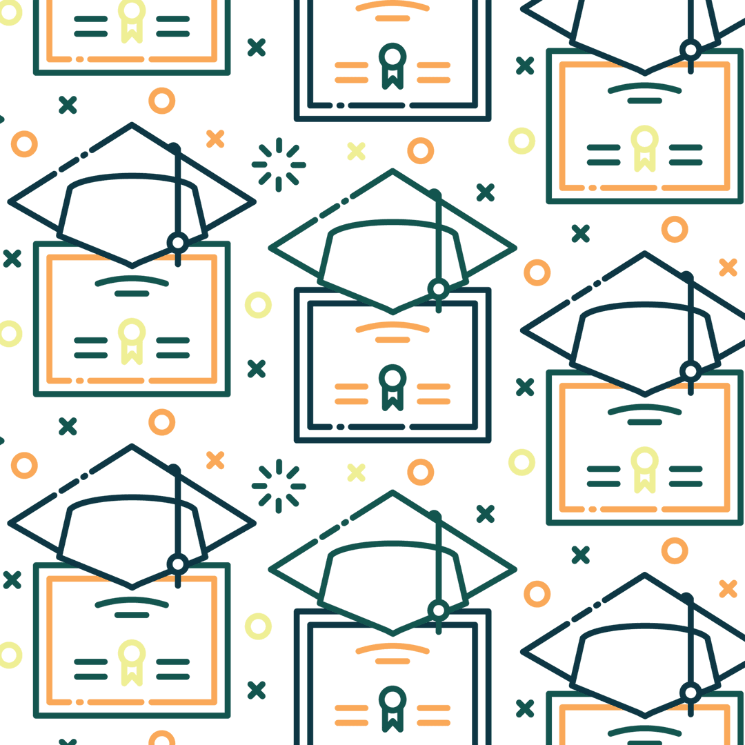 Colorful Diploma Pattern on Transparent Background for Academic Themes