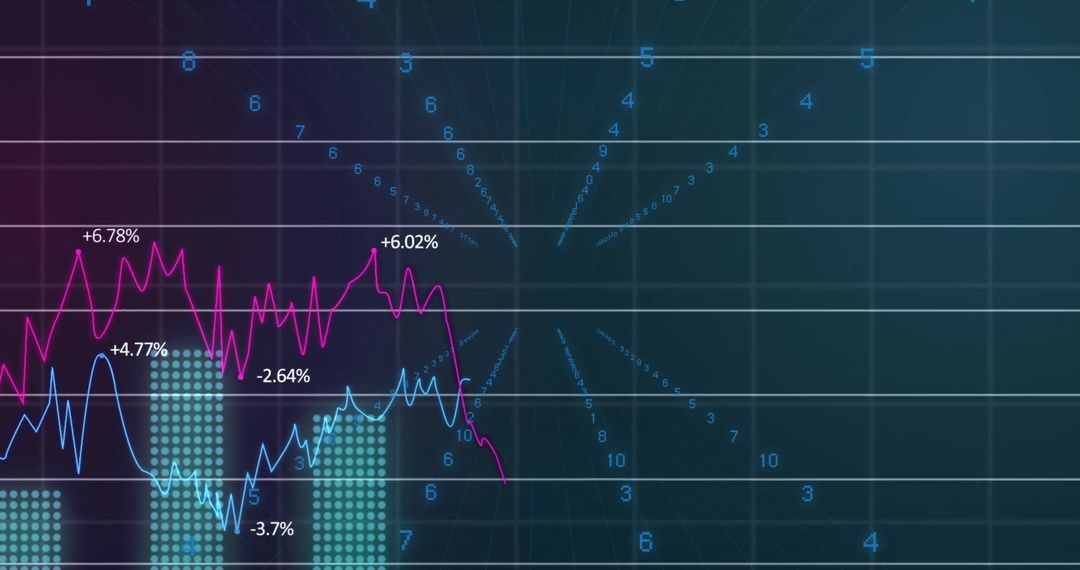 Dynamic Financial Data Visualization on Digital Grid Background