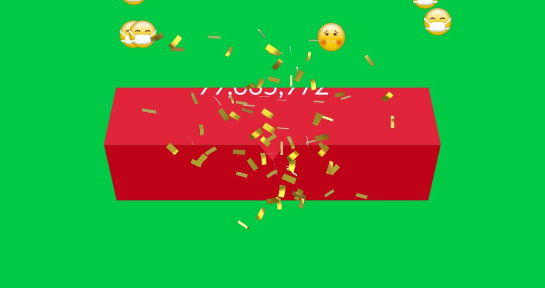 Exploding Confetti and Emojis on Green Background
