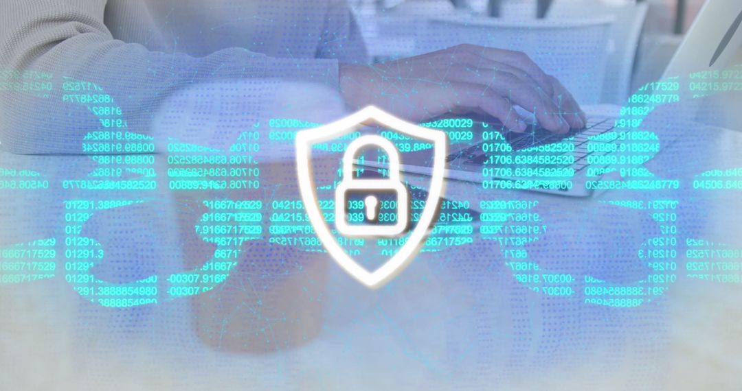 Cybersecurity Concept with Padlock Icon and Code Background