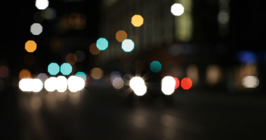 Vibrant nighttime bokeh of city street lights