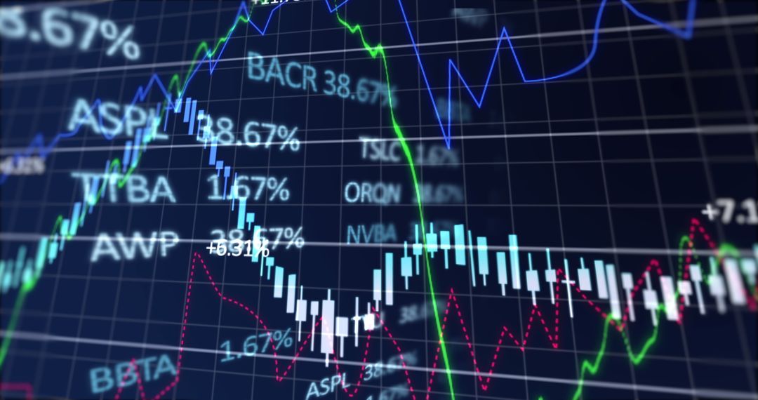 Dynamic Stock Market Graphs Showing Fluctuating Trends