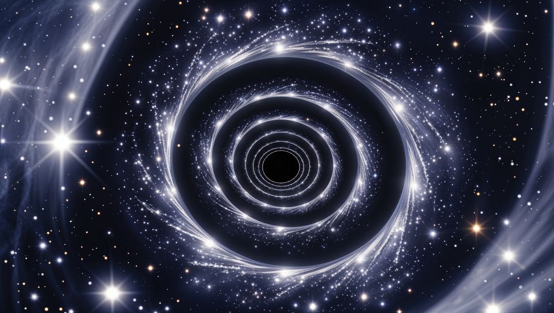 Glowing Black Hole Distorting Spacetime in Deep Space