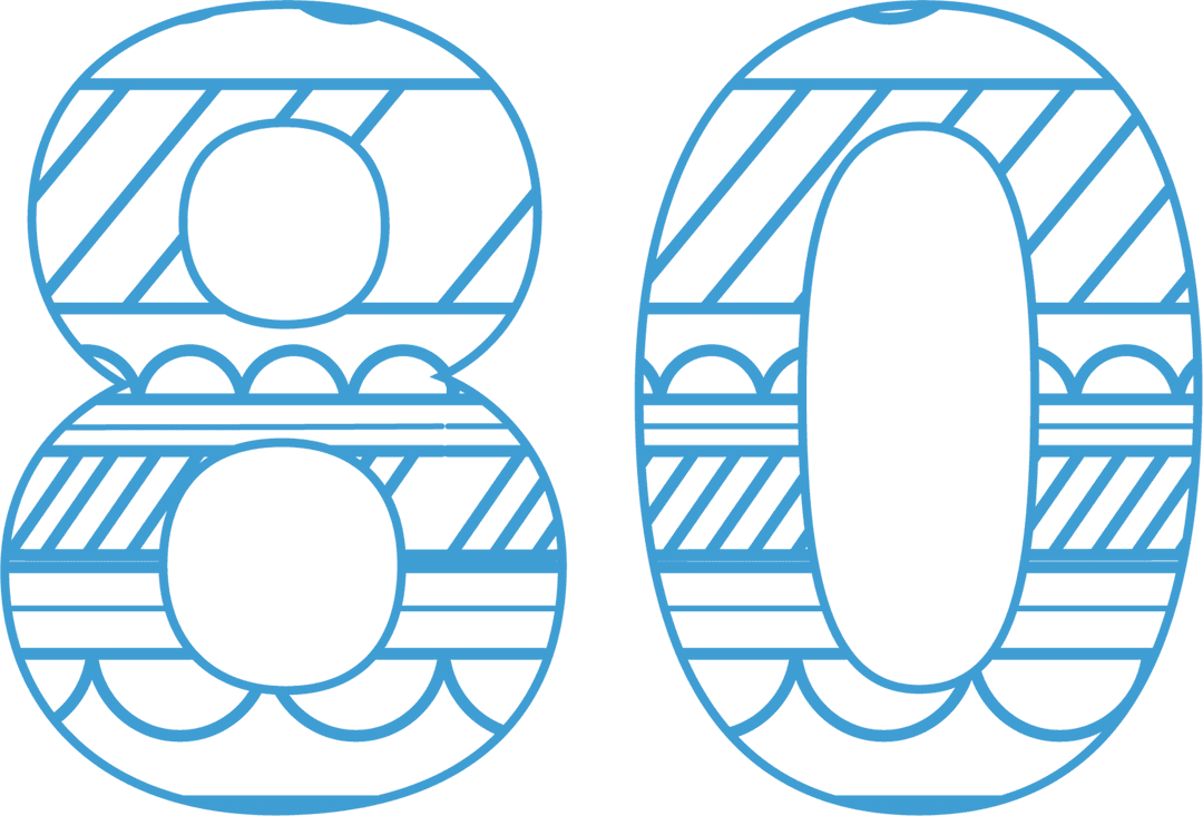 Stylish Transparent Birthday Number 80 with Decorative Pattern