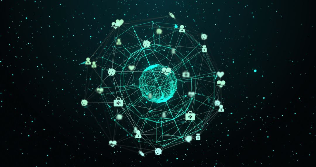 Digital Globe with Futuristic Network and Icons