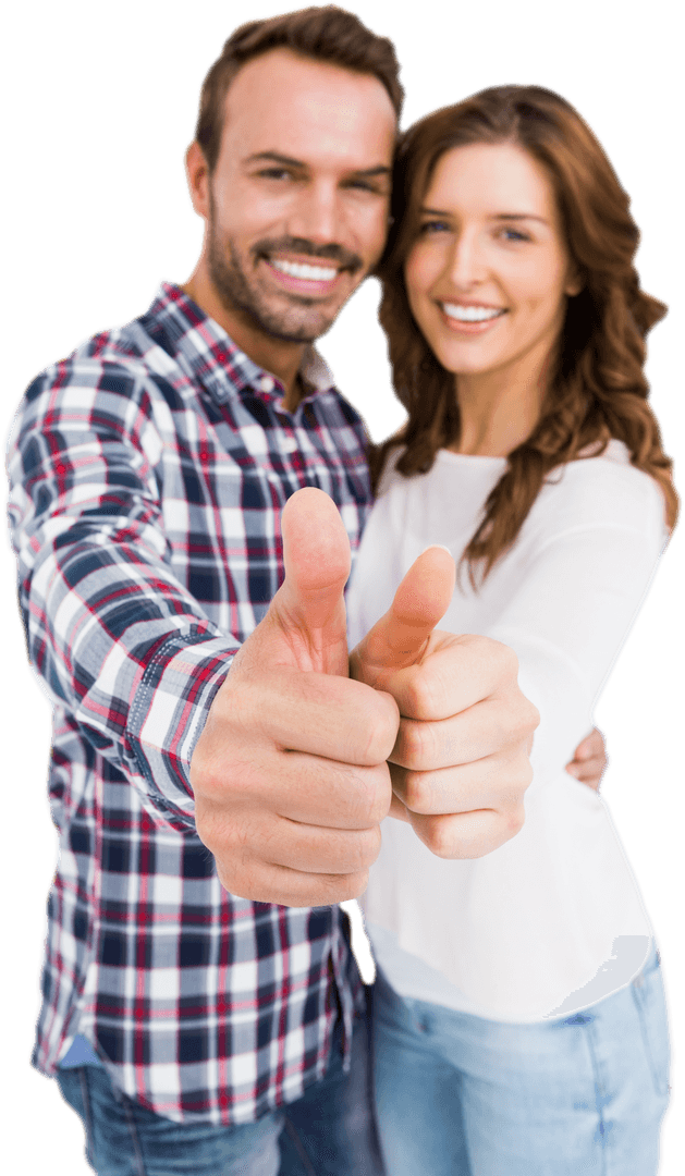 Transparent Happy Couple Giving Thumbs Up