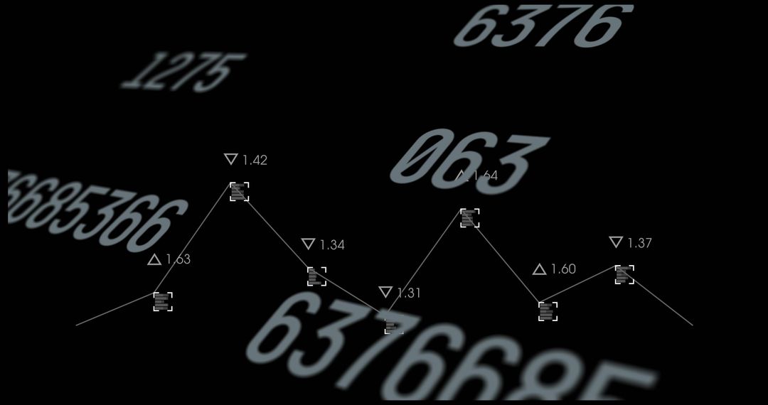 White Line Graph with Trend Markers on Black Backdrop