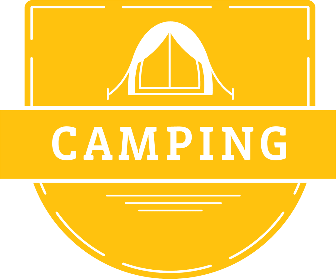 Yellow Camping Sign on Transparent Background Illustrating Journey