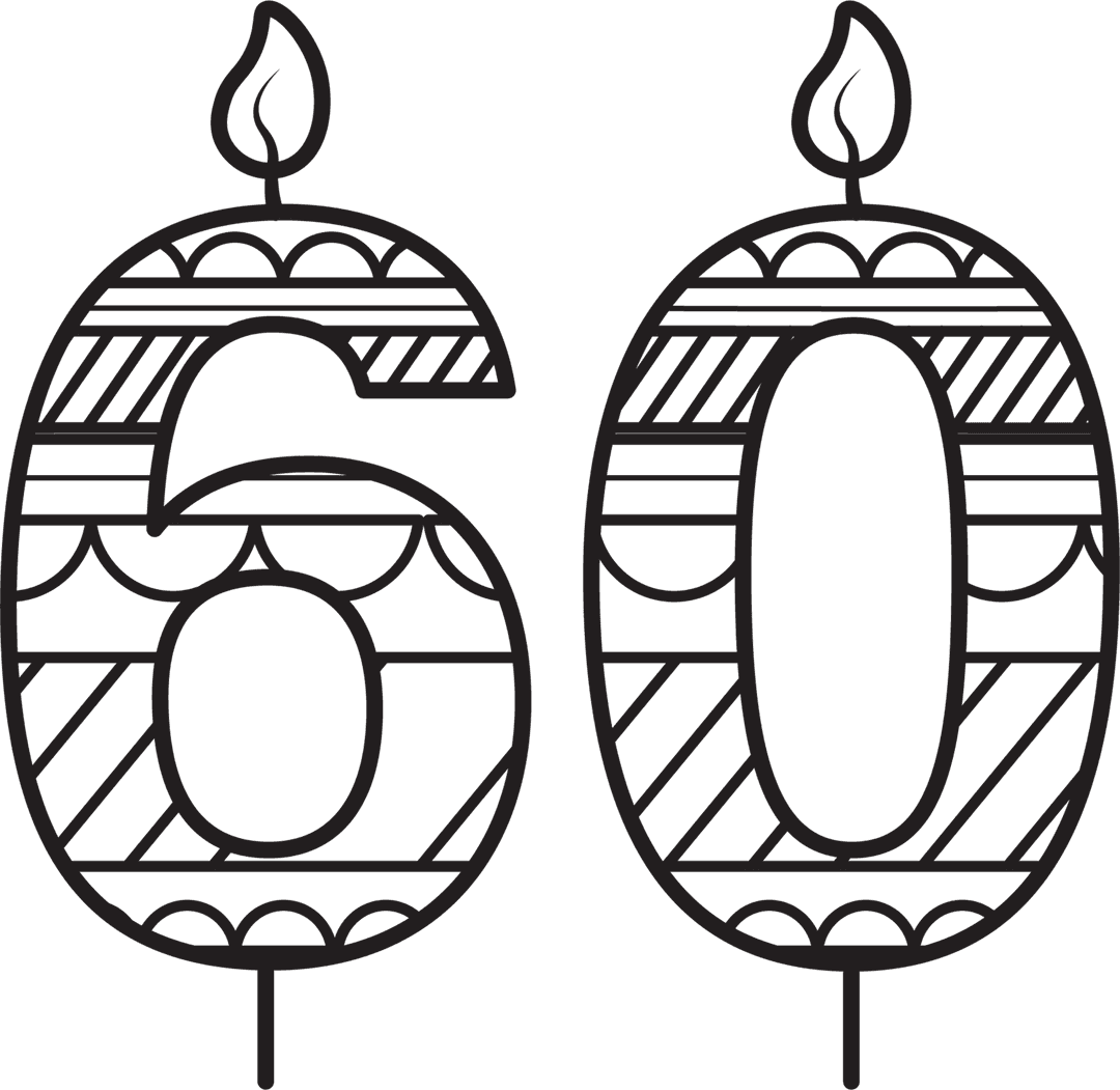 Transparent Birthday Candles Number 60 with Design