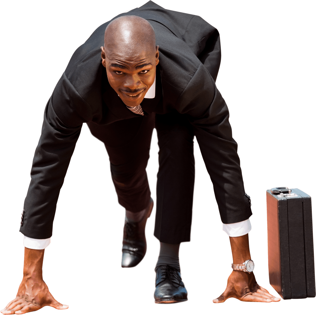 Businessman Ready to Start Working Pose on Transparent Background