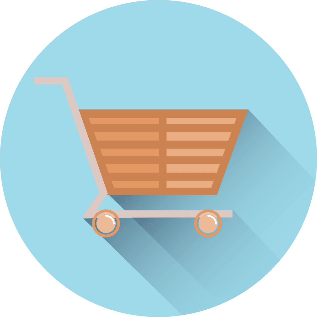 Transparent Shopping Cart Icon in Blue Circle Background