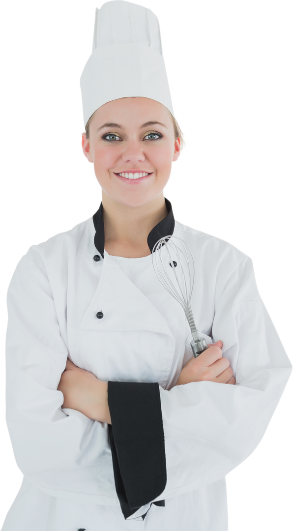 Transparent Cheerful Female Chef Holding Whisk with Confidence - Download Free Stock Images Pikwizard.com