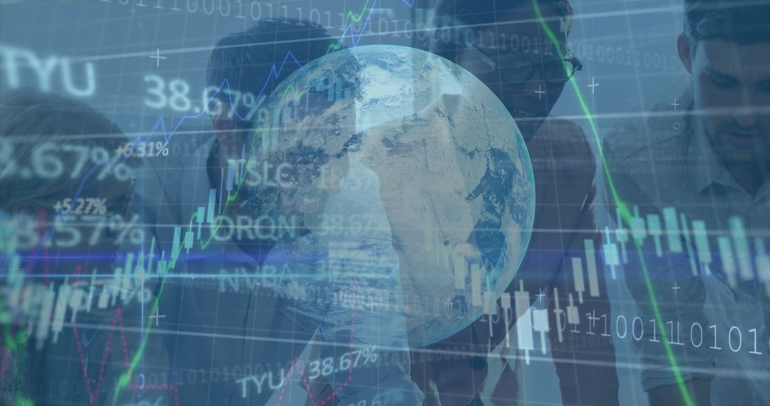 Diverse Team Analyzing Financial Data with Global Perspective