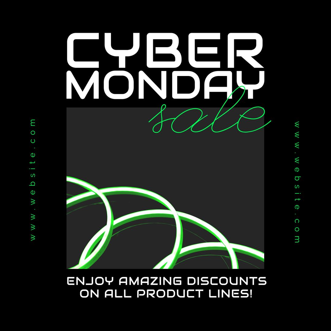 Cyber Monday Sale Promotion with Neon Design on Black Background - Download Free Stock Templates Pikwizard.com