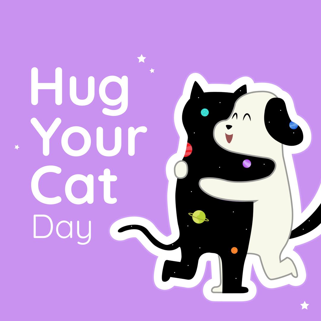 Hug Your Cat Day Cat and Dog Friendship Cartoon