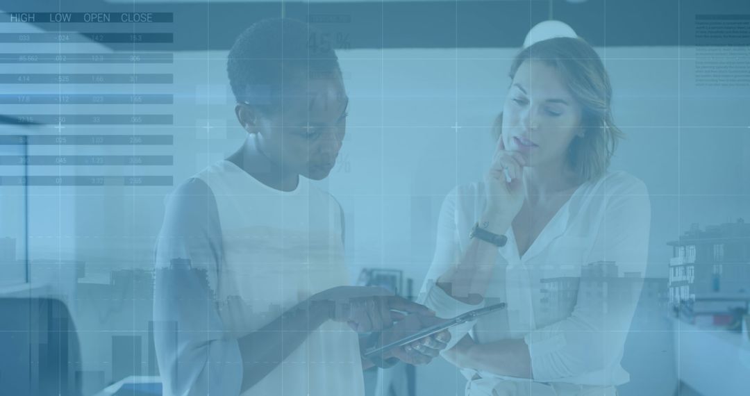 Diverse Business Professionals Analyzing Digital Financial Data