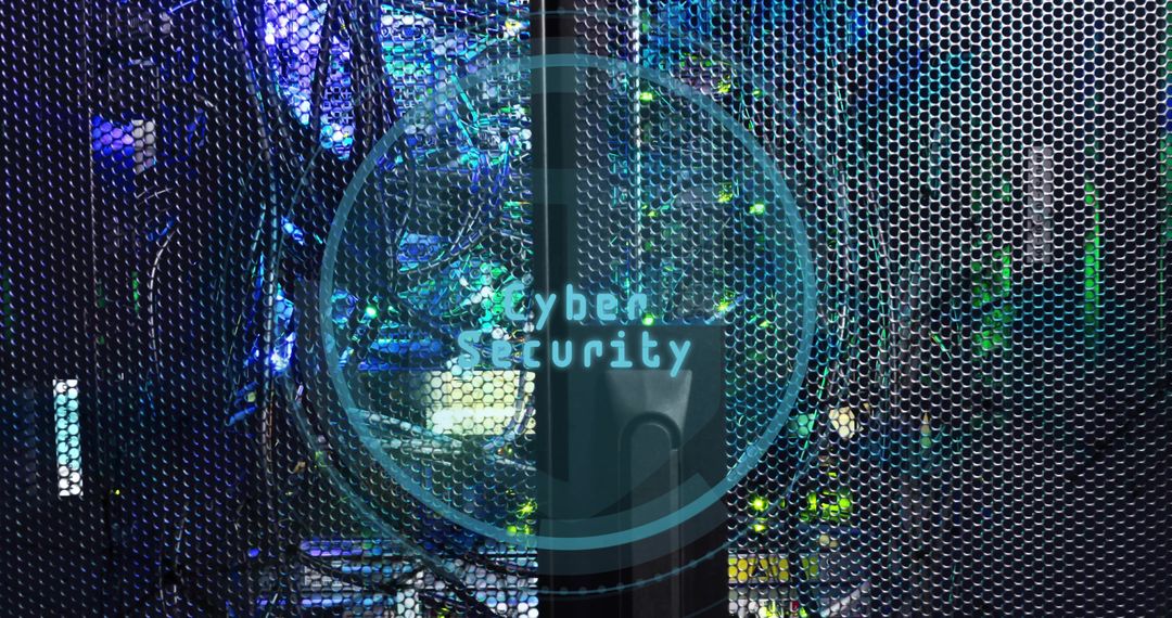 Cybersecurity Overlay on Server Rack in Modern Data Center