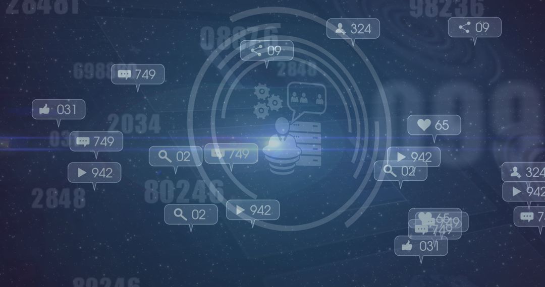 Digital Social Interaction Icons On Futuristic Digital Network