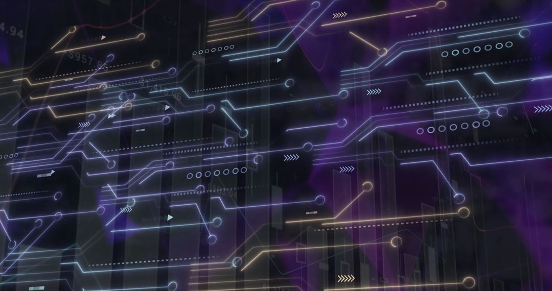 Abstract Digital Network Connections on Purple Background
