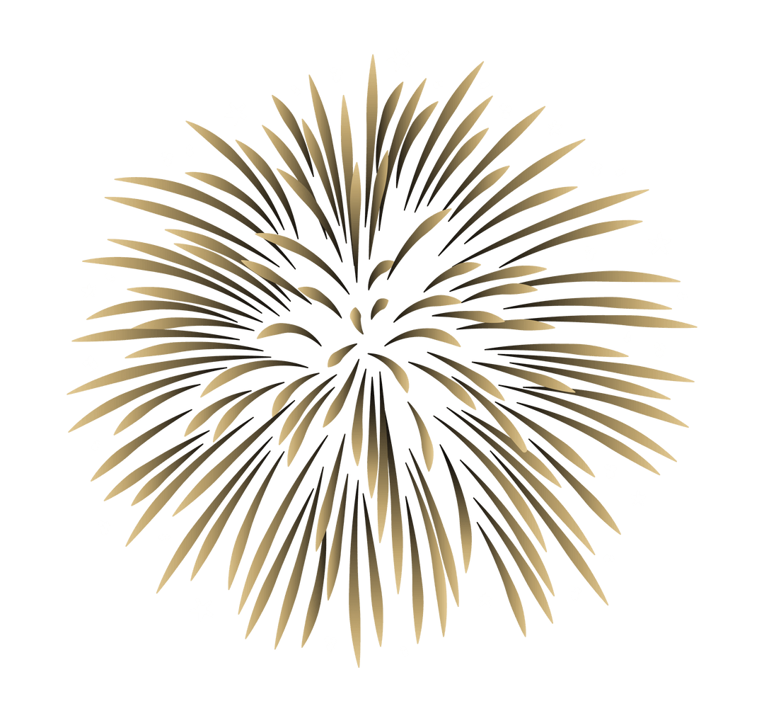 Gold Fireworks Burst on Transparent Background for Celebrations