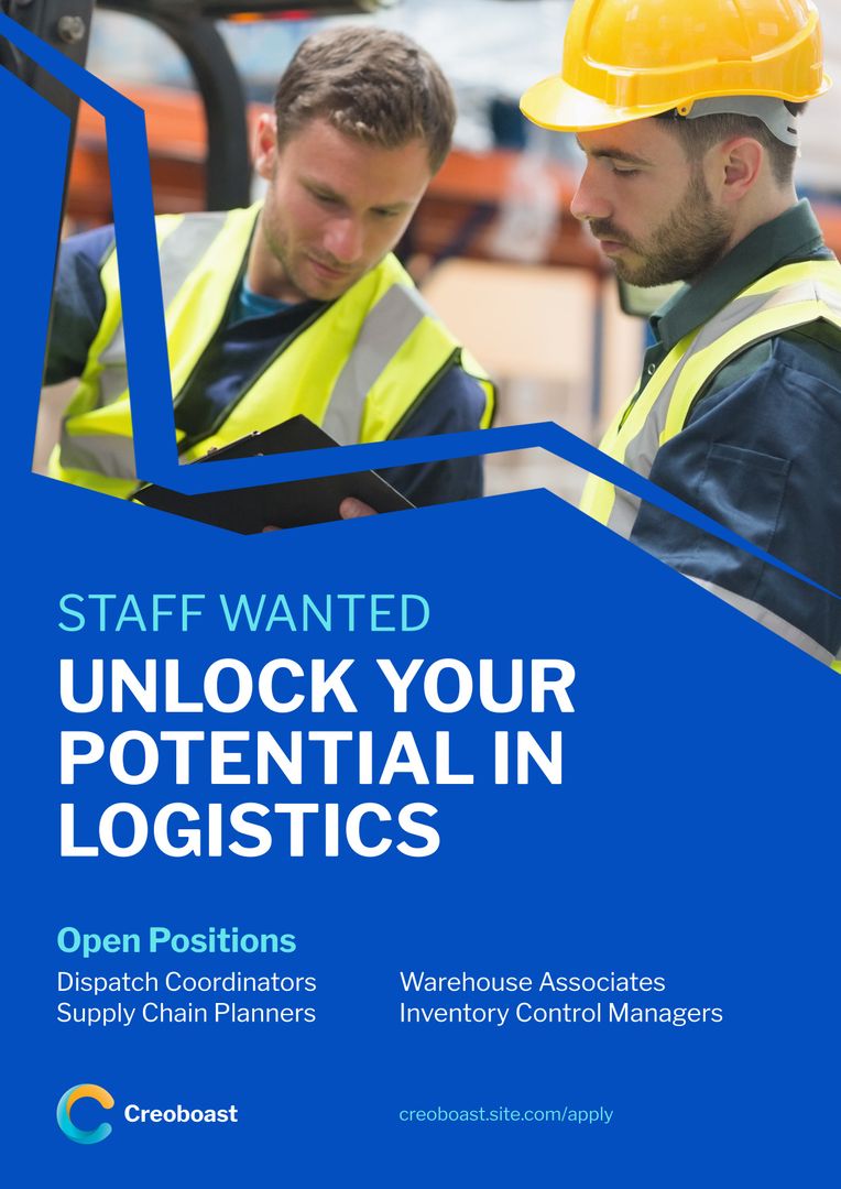 Recruitment Campaign Showcases Logistics Careers in Warehouse Team Environment - Download Free Stock Templates Pikwizard.com