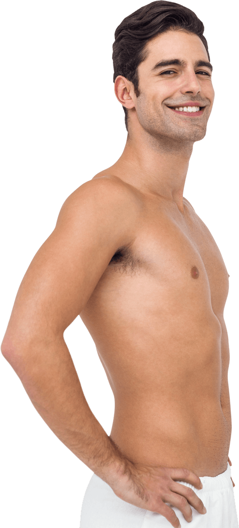 Athletic Caucasian Man Smiling Confidently on Transparent Background