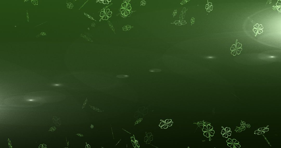 Floating Shamrock Designs on Green Background for St. Patrick's Day
