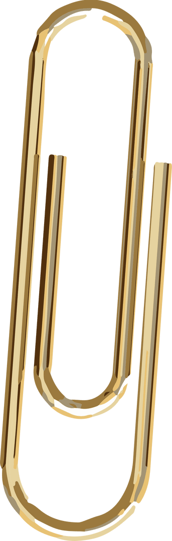 Minimalist Golden Paperclip Art on Transparent Background