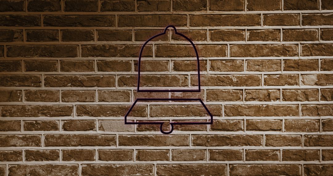 Digital Bell Icon on Rustic Brick Background - Free Images, Stock Photos and Pictures on Pikwizard.com