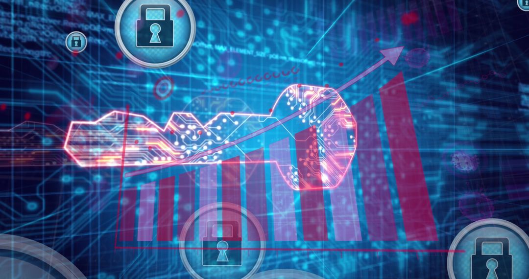 Cybersecurity and Data Protection Concept with Rising Graph