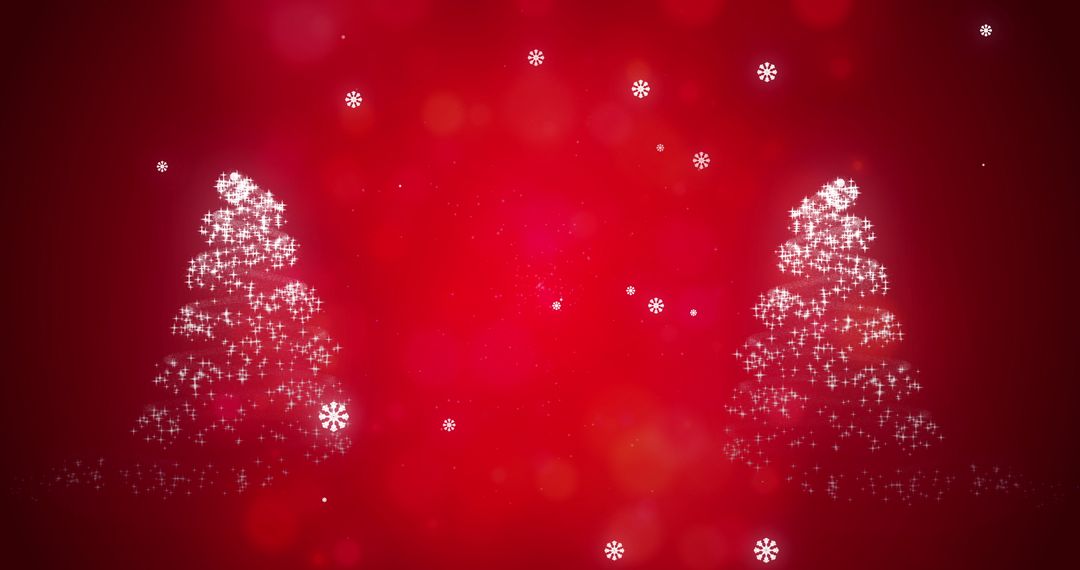 Digital Snowflake Christmas Trees against Radiant Red Background