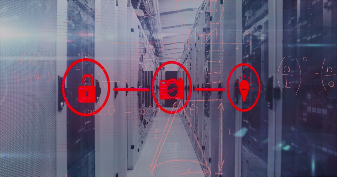 Conceptual Illustration of Data Security in Server Room
