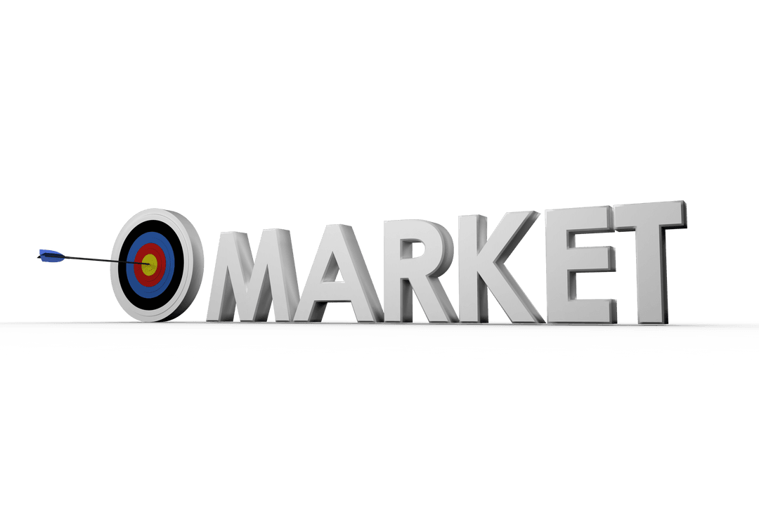 Market Text with Target and Arrow on Transparent Background