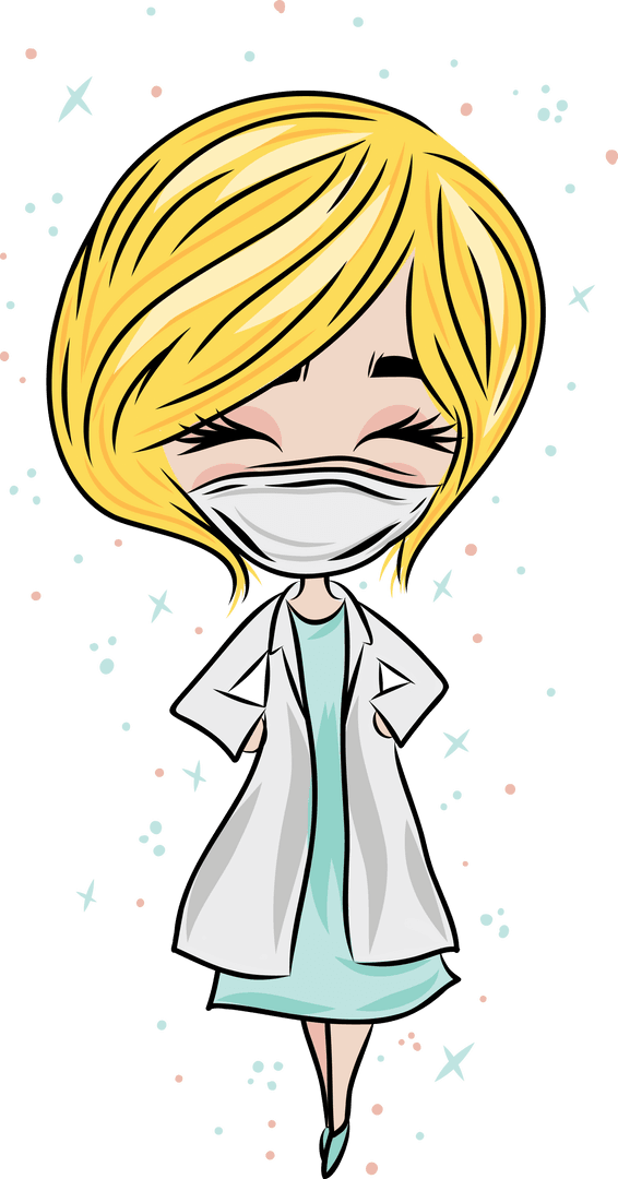 Transparent Cartoon Doctor Smiling With Face Mask