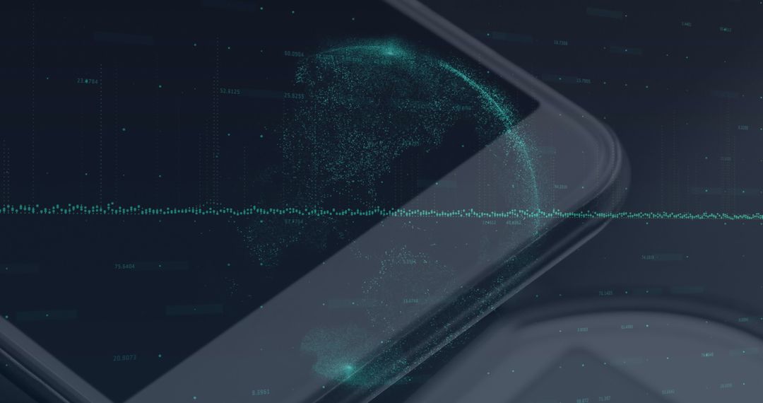 Digital globe overlay on smartphone displaying global connectivity