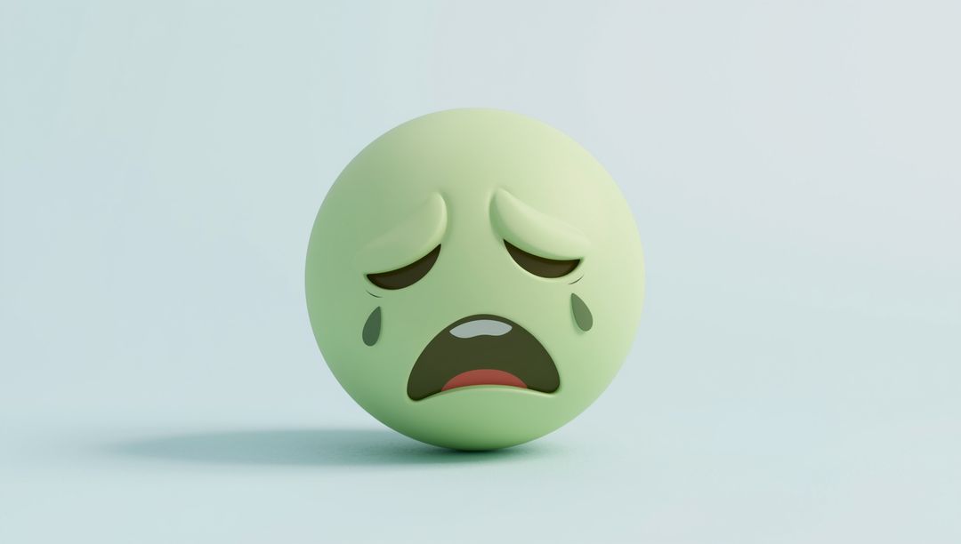 Distressed Emoticon in Minimal 3D Rendering