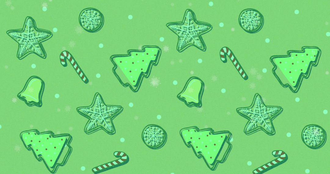 Green Christmas Pattern with Cookies and Candies - Free Images, Stock Photos and Pictures on Pikwizard.com